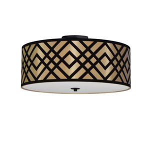 Dainolite Mona Flush-Mount Light - 4-Light - 19-in x 7-in - Gold and black