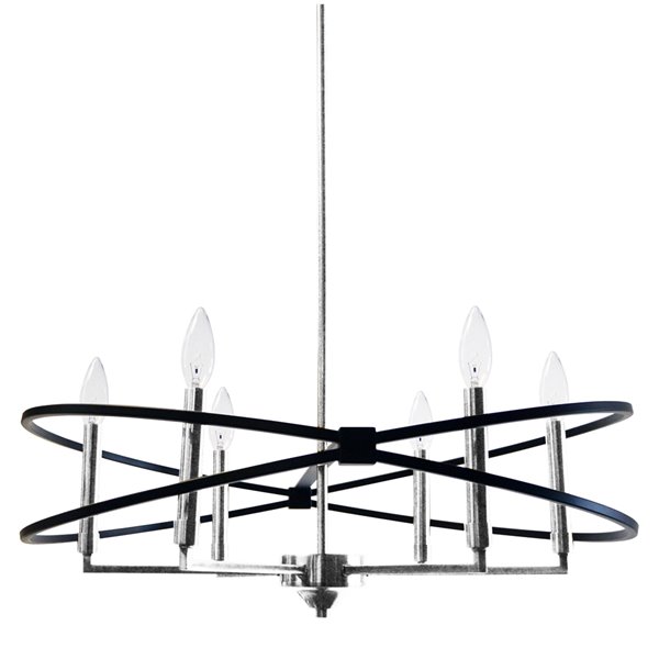 Dainolite Paloma Chandelier - 6-Light - 6-in - Polished Chrome
