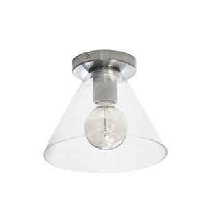 Dainolite Roswell Flush-Mount Light - 1-Light - 9-in x 7.3-in - Satin Chrome