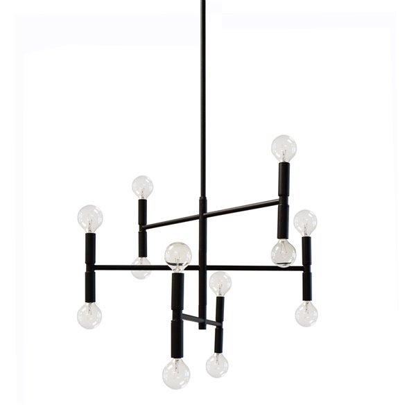 Dainolite Ava Chandelier - 12-Light - 15-in - Matte Black