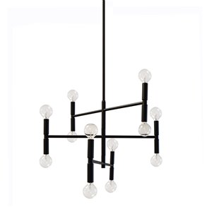 Dainolite Ava Chandelier - 12-Light - 15-in - Matte Black