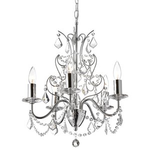 Dainolite Vanessa Chandelier - 5-Light - 19-in - Polished Chrome