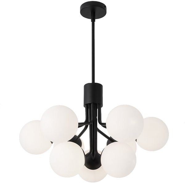 Dainolite Amanda Chandelier - 9-Light - 15.75-in - Matte Black