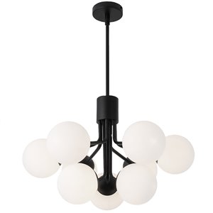 Dainolite Amanda Chandelier - 9-Light - 15.75-in - Matte Black