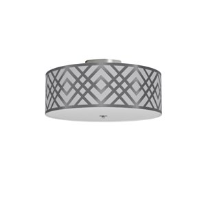 Dainolite Mona Flush-Mount Light - 3-Light - 15-in x 7-in - Silver and White