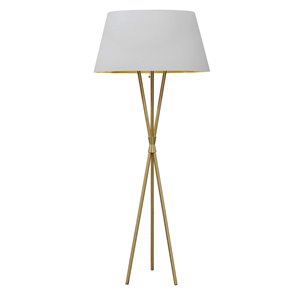Lampe sur pied Gabriela de Dainolite, 1 lumière, 60,5 po, laiton vieilli/blanc