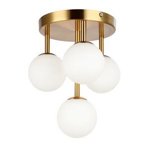 Dainolite Megallan Flush-Mount Light - 4-Light - 10.6-in x 11.6-in - Aged Brass