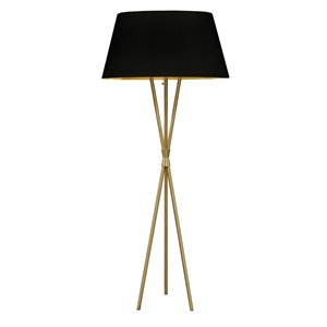 Lampe sur pied Gabriela de Dainolite, 1 lumière, 60,5 po, laiton vieilli/noir