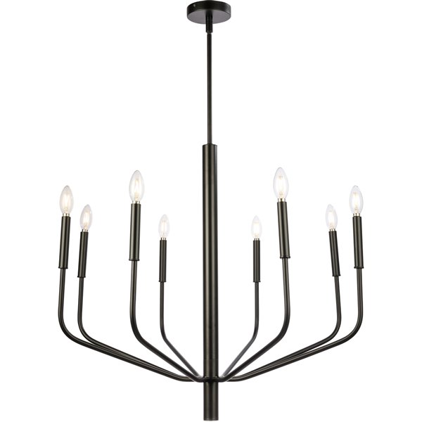 Dainolite Eleanor Chandelier - 8-Light - 28-in - Matte Black