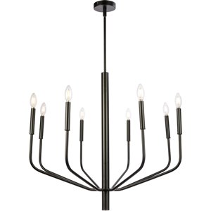 Dainolite Eleanor Chandelier - 8-Light - 28-in - Matte Black