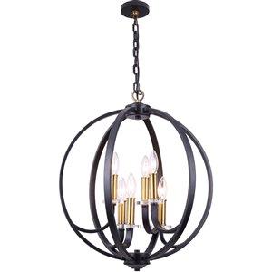 Lustre à 6 lumières Cosmopolitan de Dainolite, 28.75 po, noir et bronze vintage