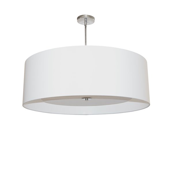 Luminaire suspendu à 4 lumières Helena de Dainolite, 22 po x 10 po, chrome poli/blanc