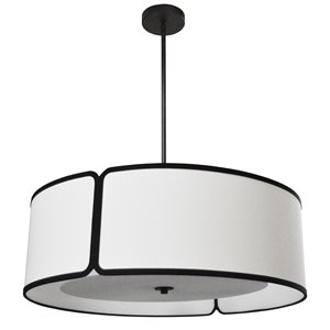 Luminaire suspendu à 3 lumières Notched Drum de Dainolite, 24 po x 8 po, noir mat