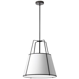 Dainolite Trapezoid Pendant Light - 1-Light - 18-in x 19.5-in - Matte Black/White