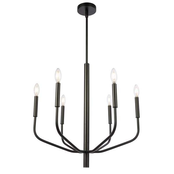 Dainolite Eleanor Chandelier - 6-Light - 23.5-in - Matte Black