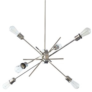 Dainolite Nebraska Pendant Light - 6-Light - 8-in x 32-in - Chrome