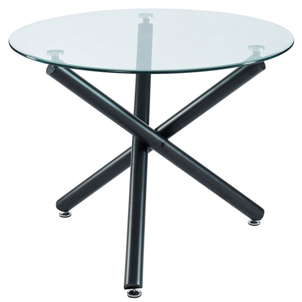 Whi Contemporary Round Glass Dining, Round Glass Bedside Table