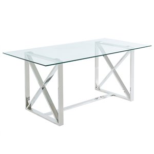 Table salle à manger !nspire contemporaine verre clair et chrome, 71 po