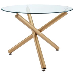 Table à manger !nspire ronde contemporaine en verre clair et or, 40 po