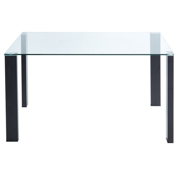 WHI Contemporary Glass Dining Table -Black - 55-in