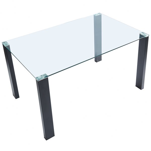 WHI Contemporary Glass Dining Table -Black - 55-in