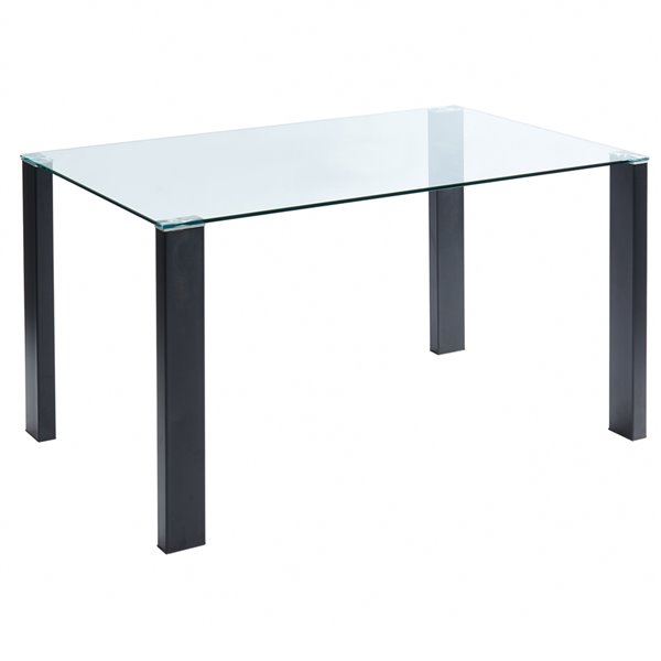 WHI Contemporary Glass Dining Table -Black - 55-in