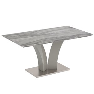 Table de salle à manger !nspire contemporaine en simili-marbre, grise, 63 po