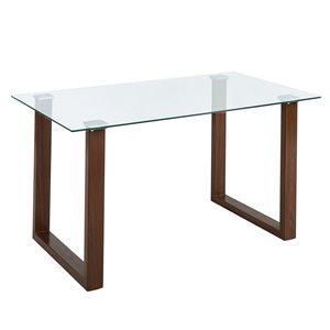WHI Contemporary Glass Dining Table - Walnut - 55-in
