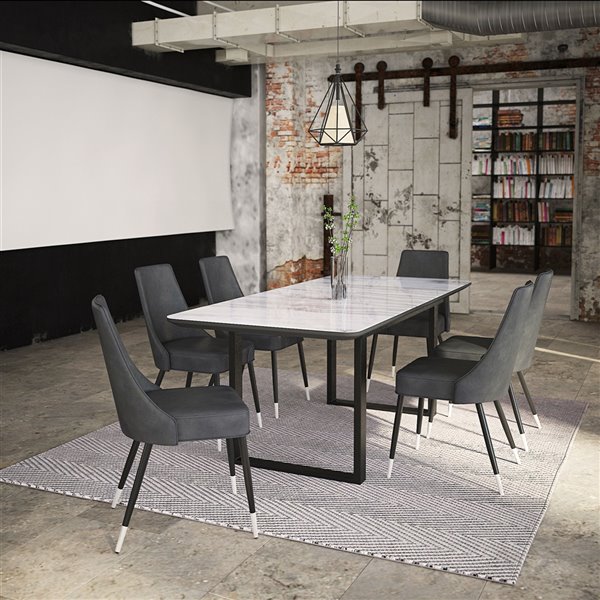 Nspire Contemporary Faux Marble Dining Table Black 63 In 201 360bk Rona