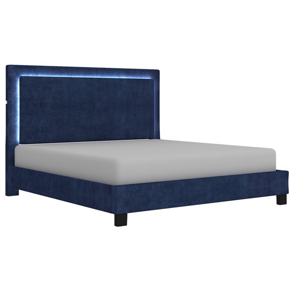 Nspire Platform Bed With Light Blue, Queen Platform Bed With Led Lights