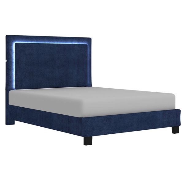 Nspire Platform Bed With Light Blue, Queen Size Platform Bed With Led Lights