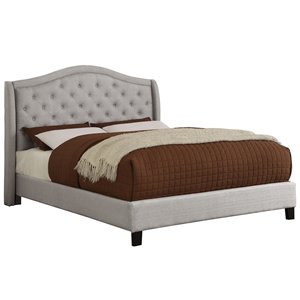 Lit plateforme capitonné !nspire, gris, très grand lit, sommier non requis