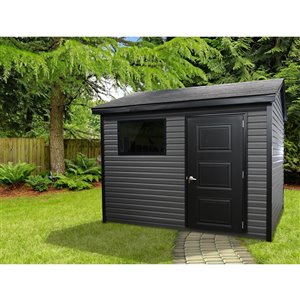 Riopel William Storage Shed - Black and Charcoal Vinyl - 8-ft x 10-ft -REQUIRES ASSEMBLY
