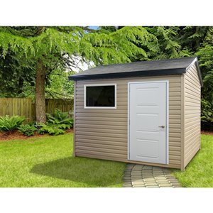 Riopel William Storage Shed - Beige Vinyl - 8-ft x 10-ft - REQUIRES ASSEMBLY