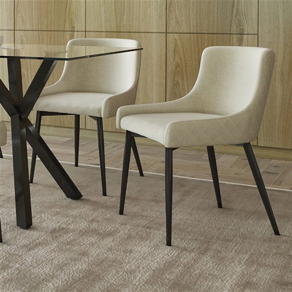 Nspire Bianca Mid Century Upholstered, Arm Dining Chairs With Black Legs