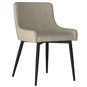 !nspire Bianca Mid Century Upholstered Side Chairs - Beige and Black Legs - Set of 2