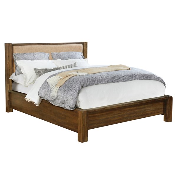 Whi Solid Wood Platform Bed Walnut, Real Wood Queen Platform Bed Frame