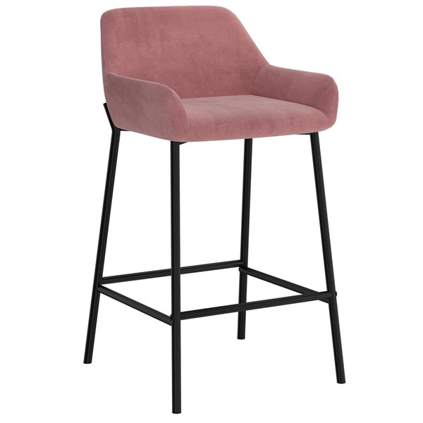 Nspire Baily Modern Upholstered Counter, Pink Kitchen Island Stools With Backs
