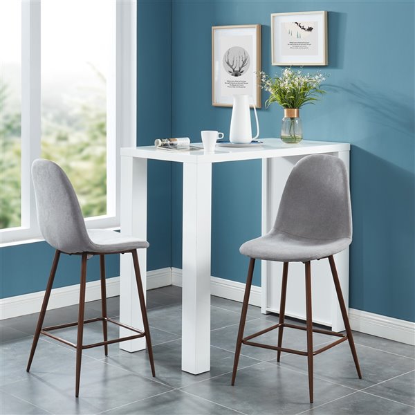 WHI Onio Contemporary Counter Stool - Gray and Walnut Legs - Set of 2