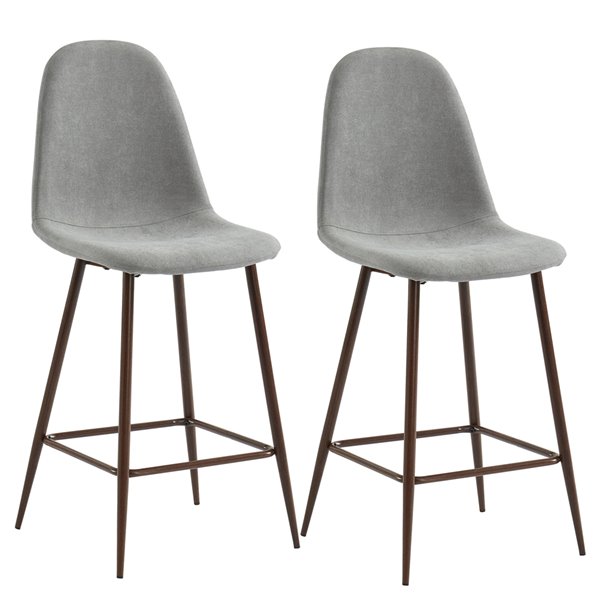 WHI Onio Contemporary Counter Stool - Gray and Walnut Legs - Set of 2