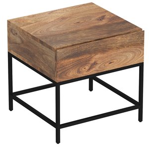 !nspire Solid Wood Accent table with Drawer - Natural Burnt Finish - 22-in