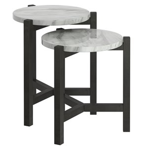 Tables d'appoint !nspire en simili-marbre, grise, 19.75 po, ens. de 2