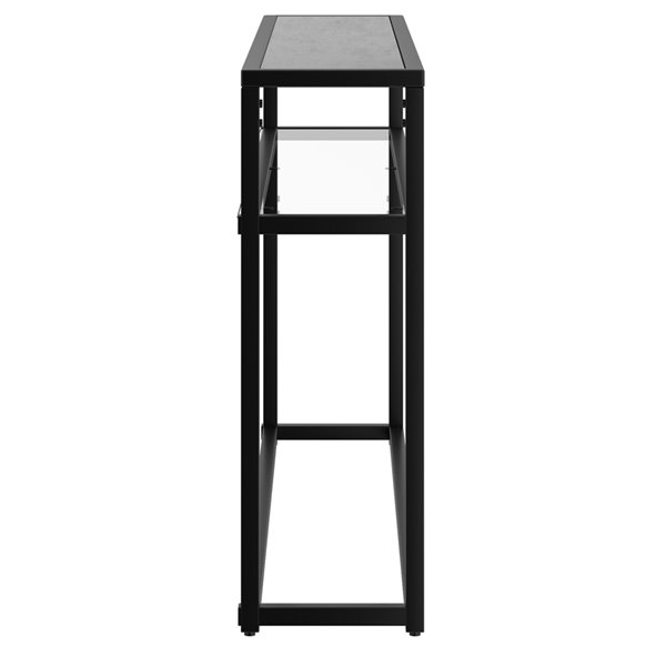 !nspire Contemporary 2 Tier Glass and Metal Console Table - Black - 10-in x 50-in x 29.5-in