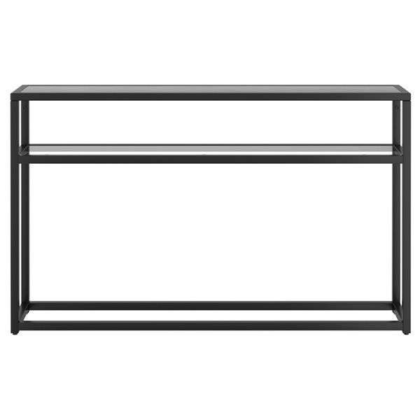 !nspire Contemporary 2 Tier Glass and Metal Console Table - Black - 10-in x 50-in x 29.5-in
