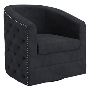 Chaise d'appoint !nspire pivotante rembourrée et revêtue de velours, noir