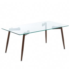 WHI Contemporary Glass Coffee Table - Walnut - 44-in x 22-in x 17-in H