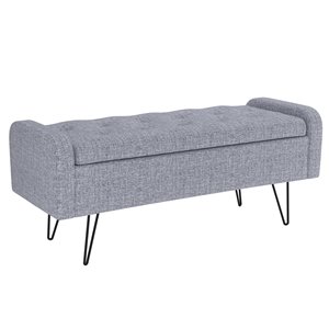 Ottomane de rangement !nspire rembourrée, gris et noir, 15.5-in x 39.5-in
