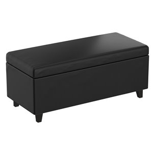 WHI Lift Top Faux Leather Cocktail Ottoman with storage - Black - 18.25-in x 42.25-in