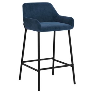 !nspire Baily Modern Upholstered Counter Stool - Blue - 26-in - Set of 2