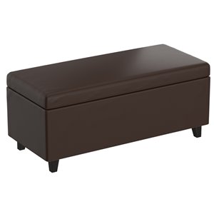 WHI Lift Top Faux Leather Cocktail Ottoman with storage - Brown - 18.25-in x 42.25-in
